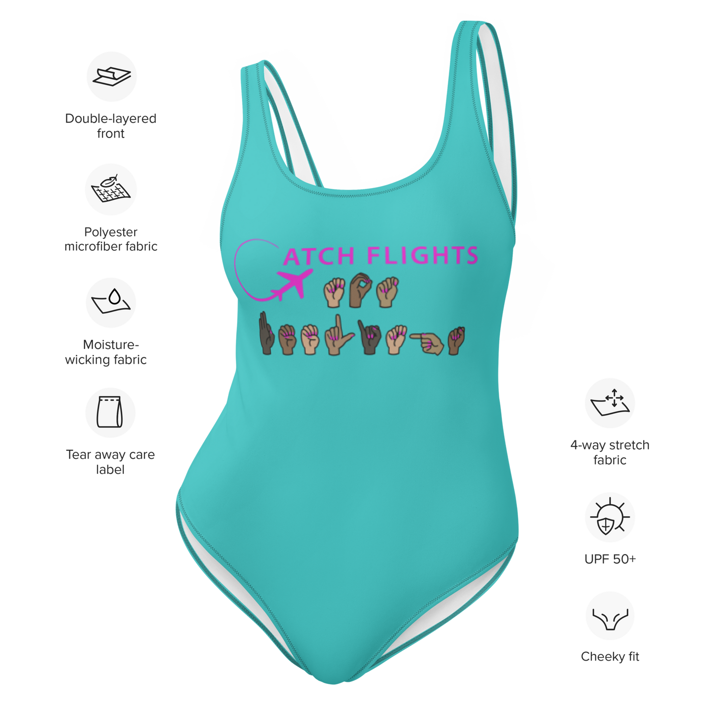 ASL Catch Flights Not Feelings One-Piece Swimsuit