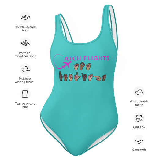 ASL Catch Flights Not Feelings One-Piece Swimsuit