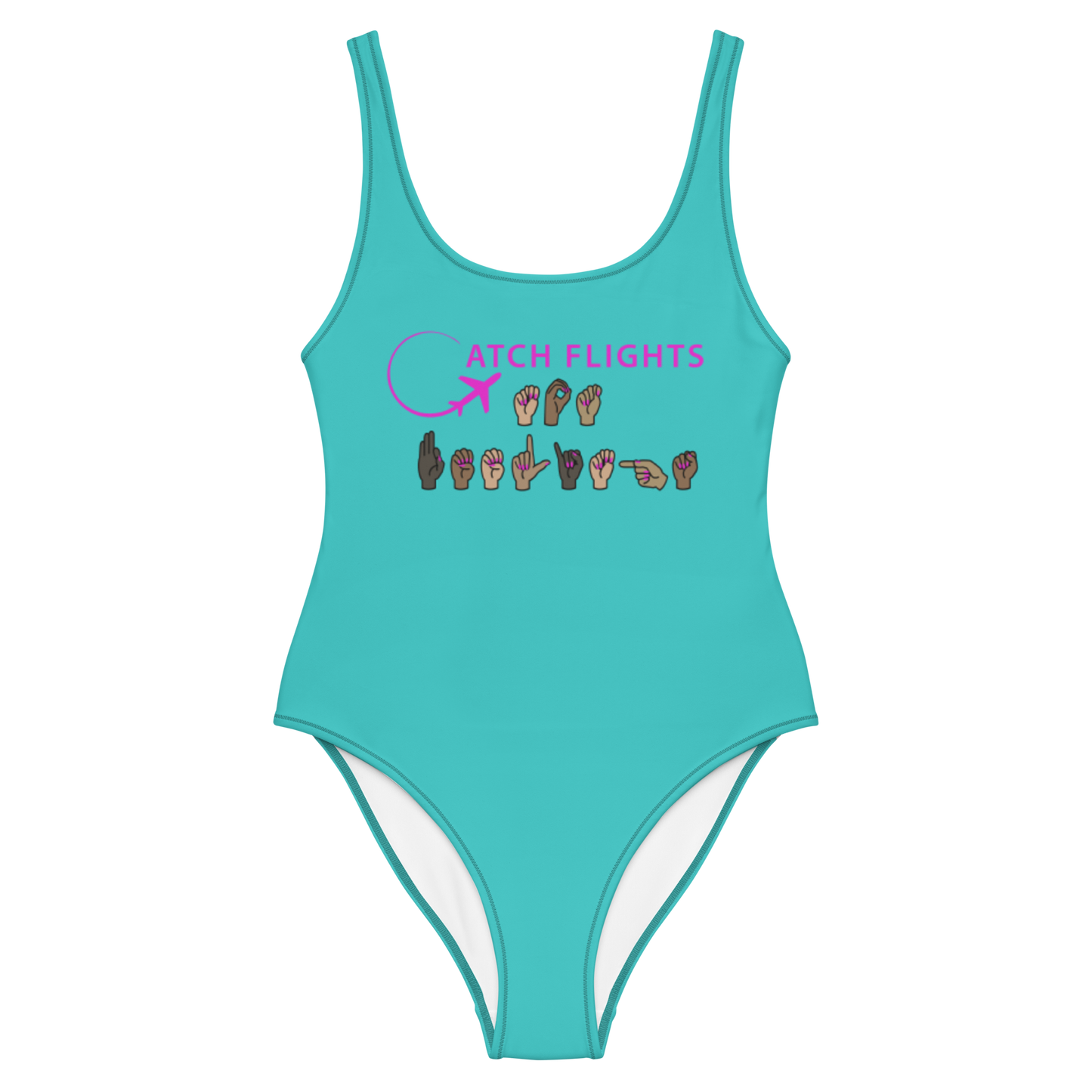 ASL Catch Flights Not Feelings One-Piece Swimsuit