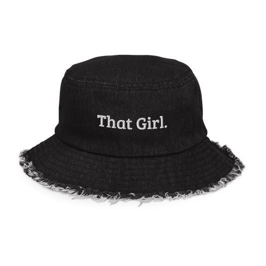 That Girl. Distressed denim bucket hat