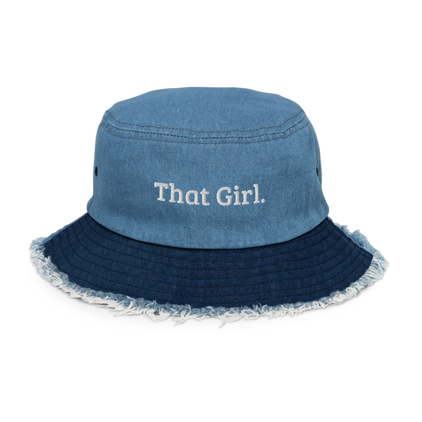 That Girl. Distressed denim bucket hat