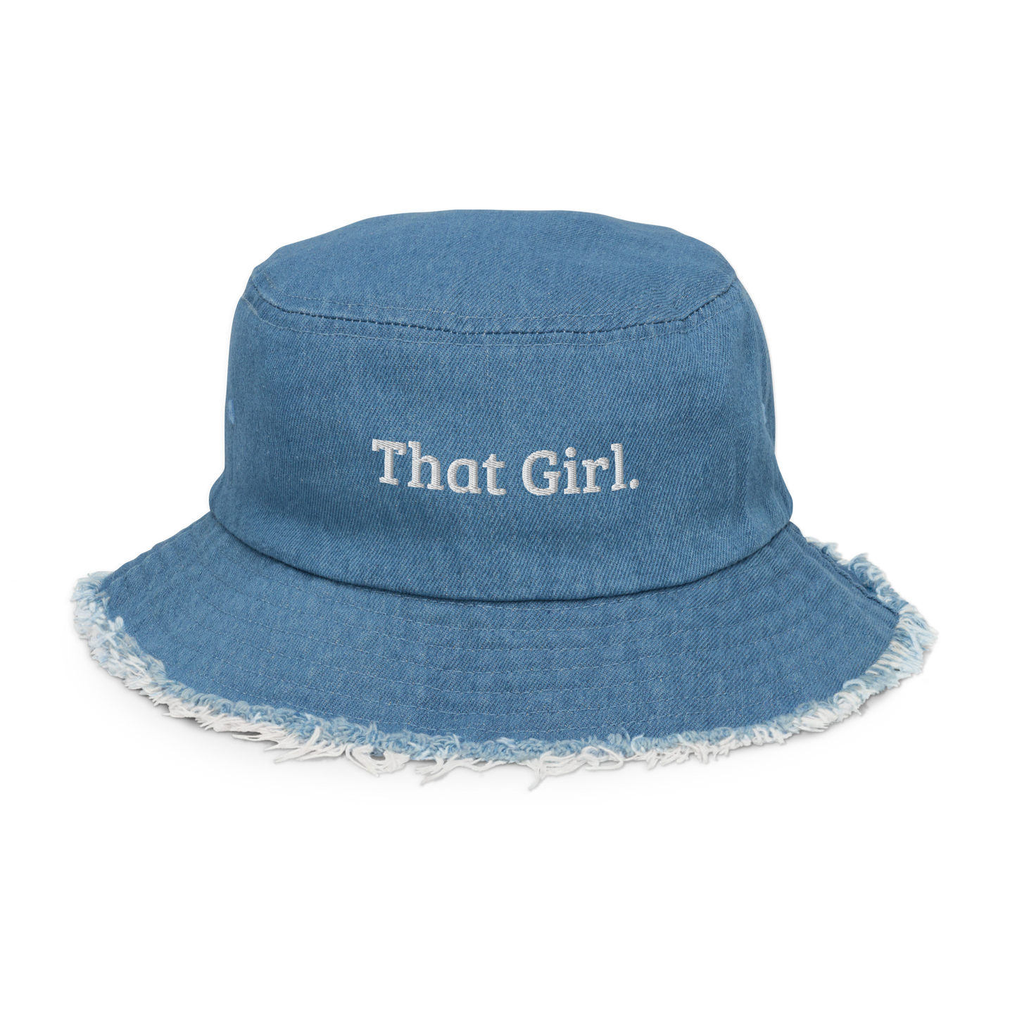 That Girl. Distressed denim bucket hat