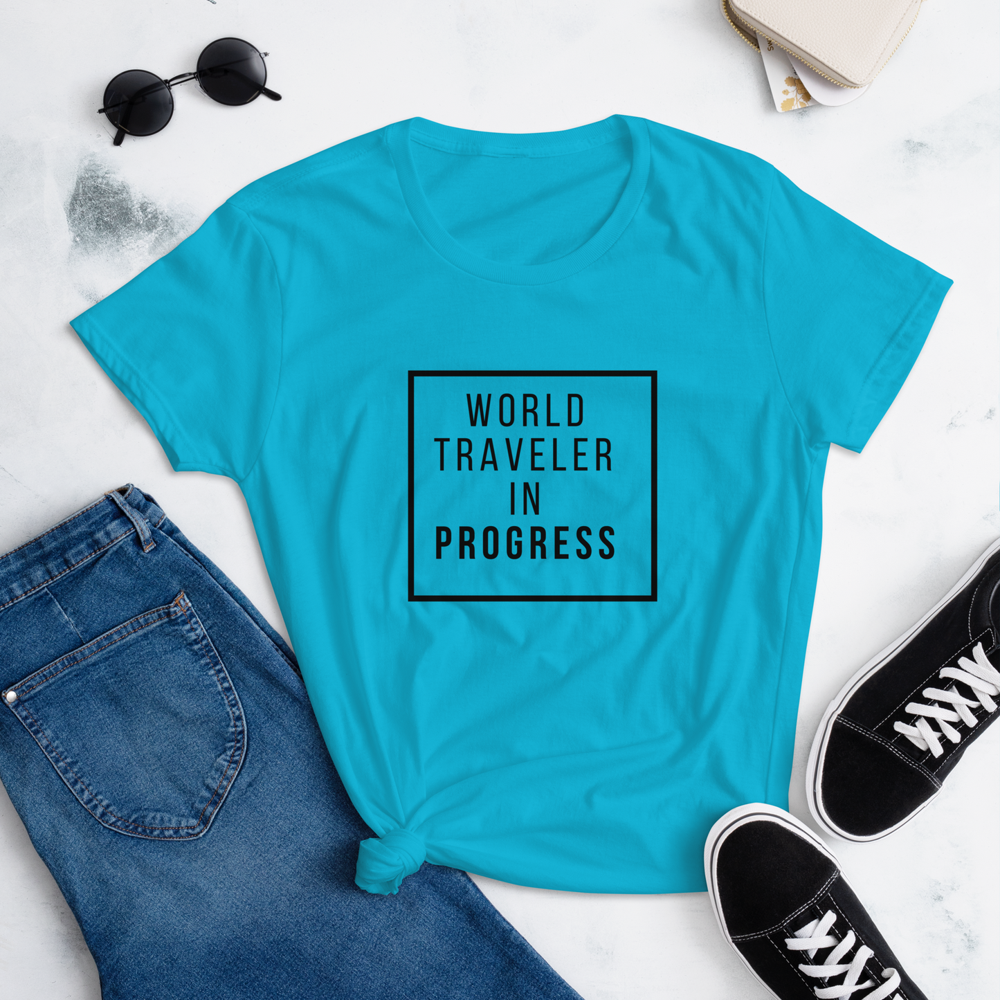 World Traveler in Progress Women's short sleeve t-shirt