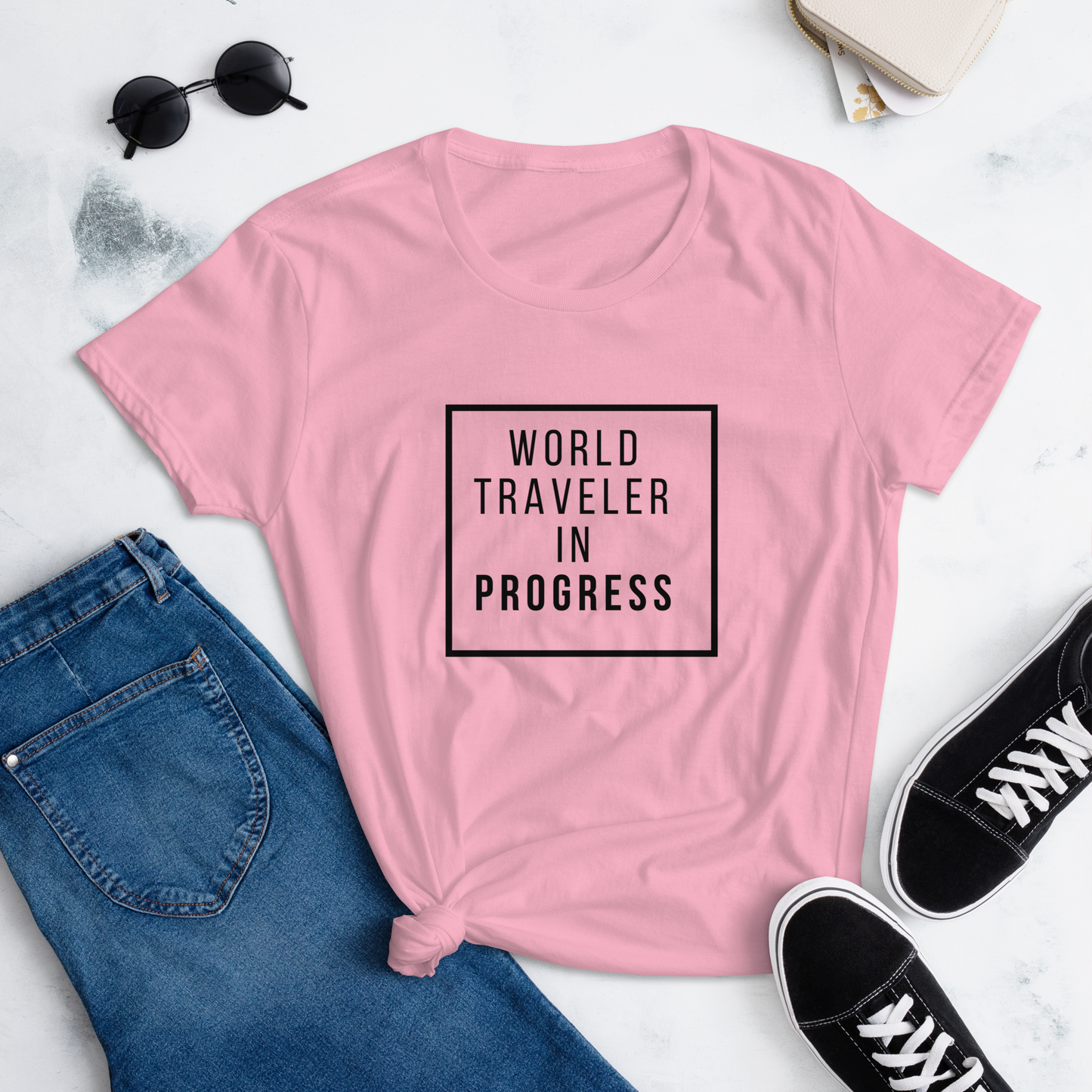 World Traveler in Progress Women's short sleeve t-shirt