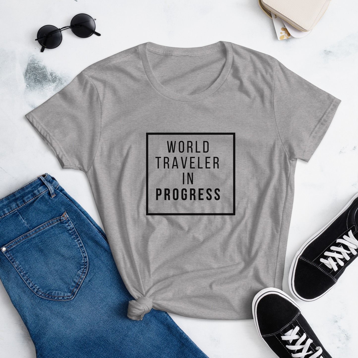 World Traveler in Progress Women's short sleeve t-shirt