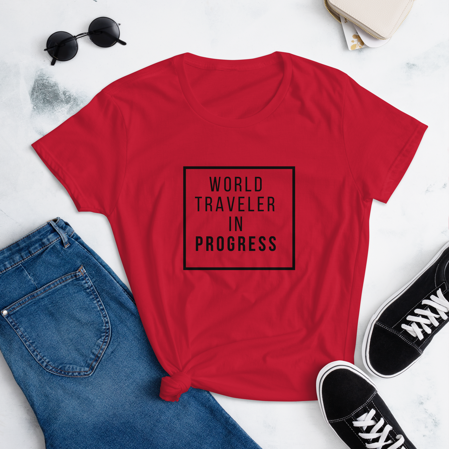 World Traveler in Progress Women's short sleeve t-shirt