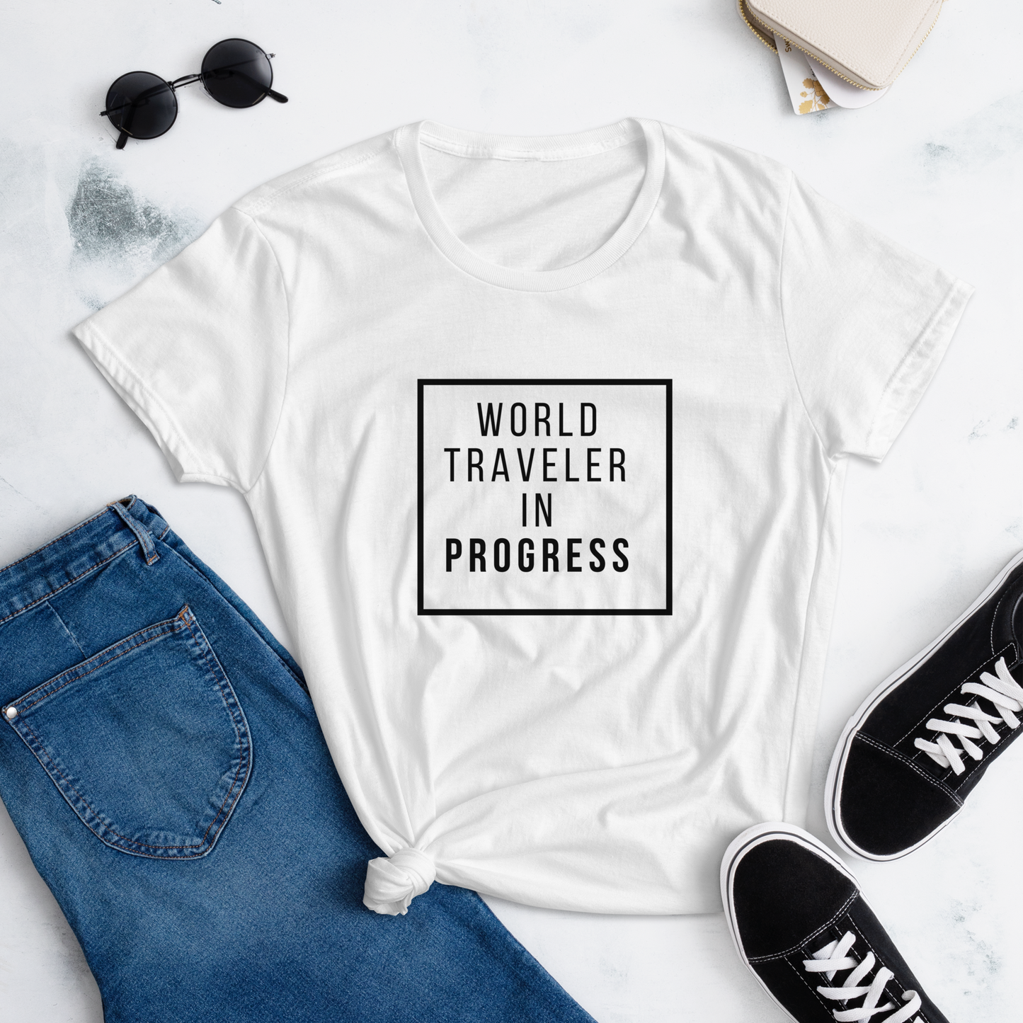 World Traveler in Progress Women's short sleeve t-shirt